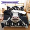 Highland Cow Pattern Bedding Quilt Set Quilt Cover Pillowcase Home Decoration Gift (1 * Duvet Cover + 2 * Pillowcase, Without Core)