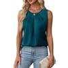 Women's Sleeveless Chiffon Blouses Casual Solid Colors O-Neck Tank Tops Elegant Summer Office Lady Work Shirts Y2k Clothes