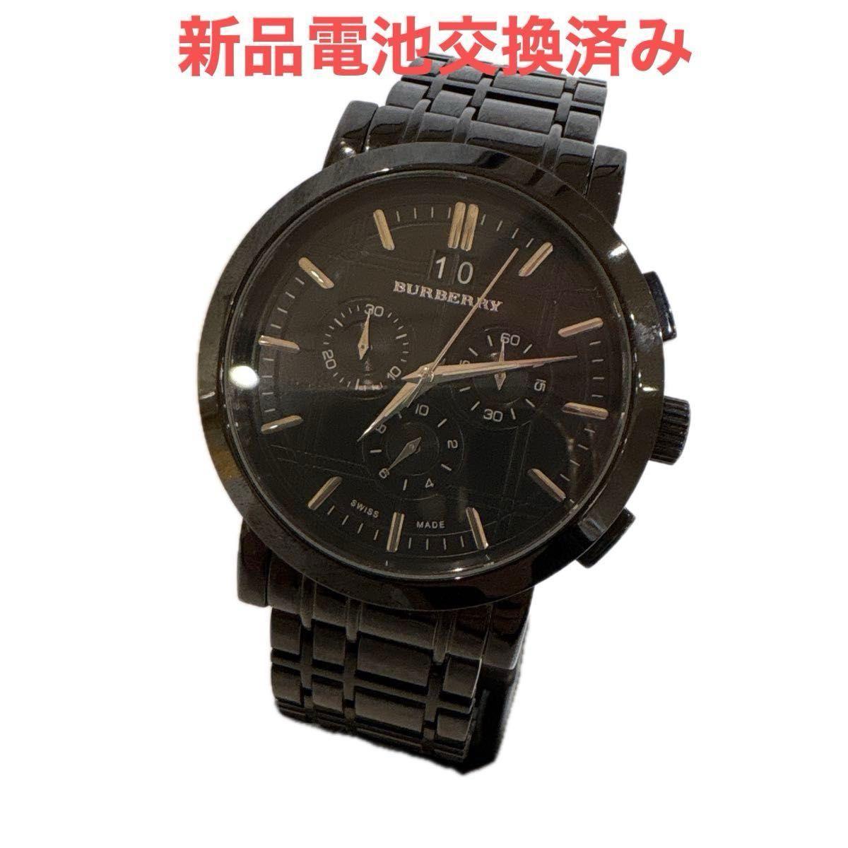 Used New battery replaced BURBERRY Chronograph Men s Watch Black Used Watch Working Item