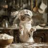 Lovely Cat Baker Making Dim Sum Poster Flour Cute Kitten Prints Canvas Wall Art Pictures Home Kitchen Room Modern Pet Decor