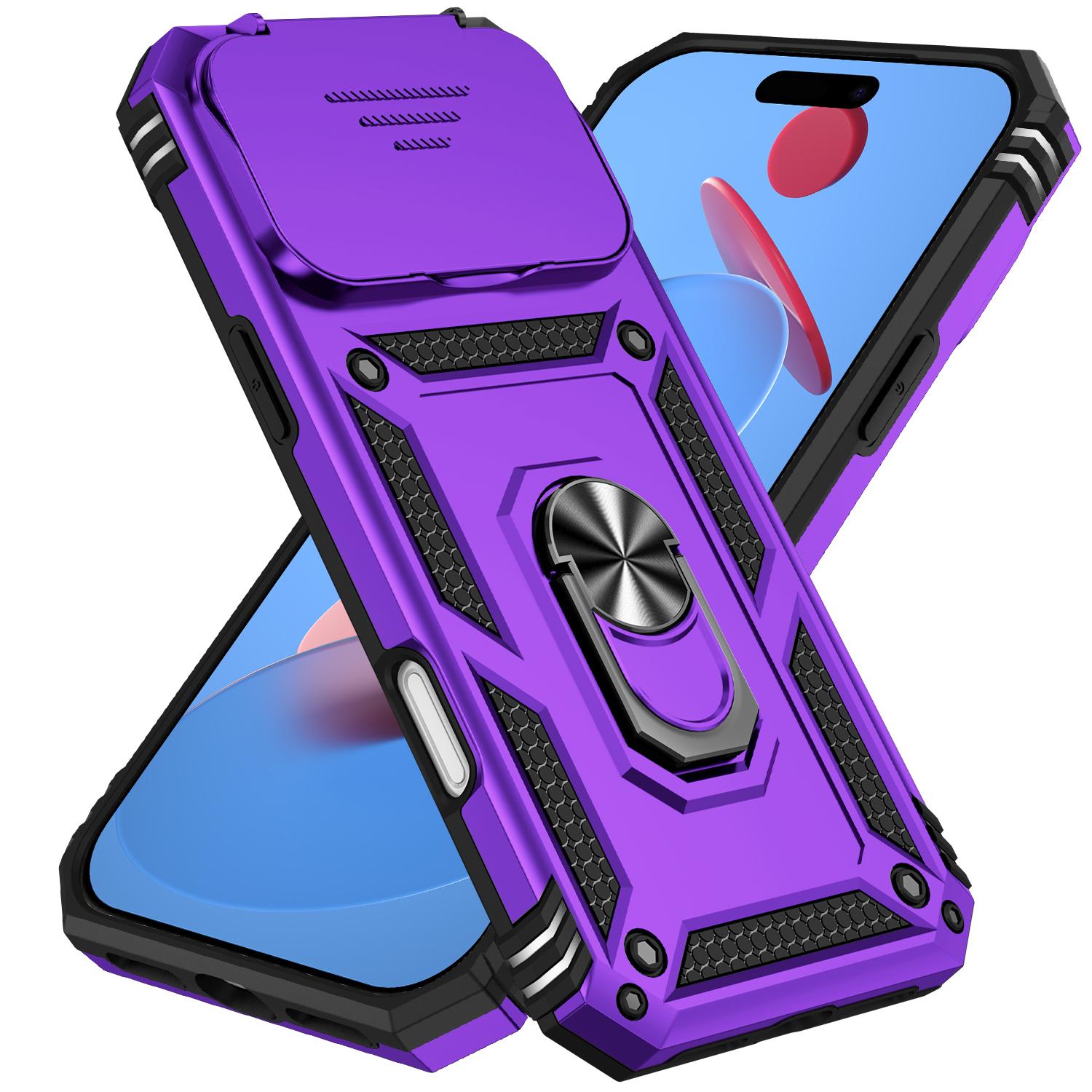 

Военный чехол-слайдер для iPhone 17 Pro Max Air 16e 16 Plus 15 14 13 12 11 Защитное кольцо для объектива камеры Держатель Задняя крышка iPhone 11 Pro фиолетовый