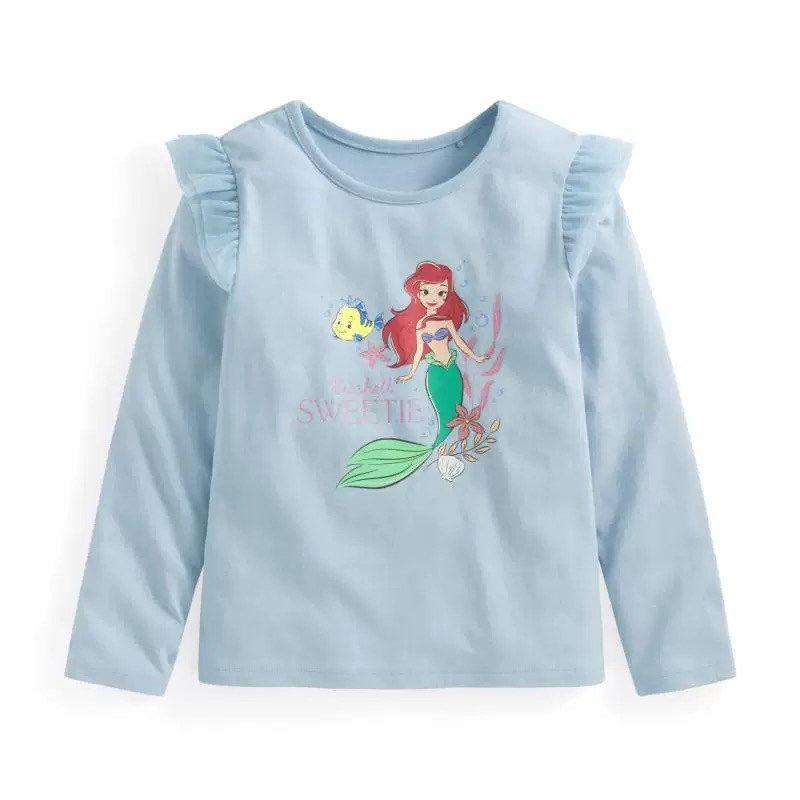Of Girls' Long-Sleeved T-Shirts, Pure Cotton Girls' Bottoming Shirts, Cartoon Baby Pullovers, Shoulder Gauze Princess Children's Clothing for Girls