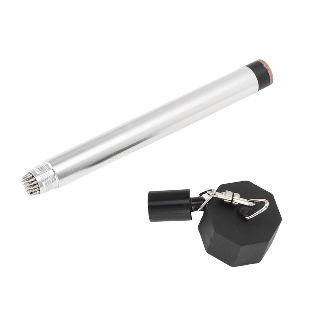 Pool Cue Chalk Holder with Spikes and Cover Metal Chalk Pen for Billiard Stick Tip Repair Octagonal