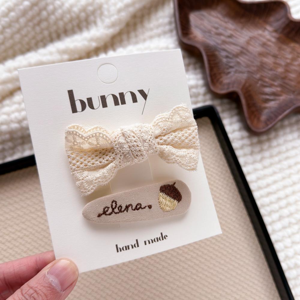 New Lace Coffee Flower Children's Hairpin Cute Girl Bangs Headgear Hairpin Retro Headwear Girls Kids Hair Accessories