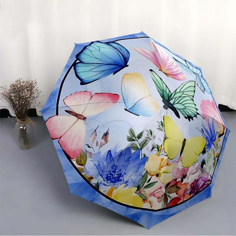 1pc Butterfly Garden Folding Umbrella, Durable, Suitable for Outdoor Activities or Rain, Suitable for Commuting yy251027108