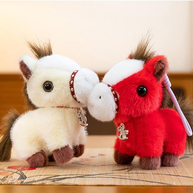 Plüschpferd Kuscheltier Schlüsselanhänger Weicher Pferde Schlüsselanhänger Taschenanhänger für Rucksack, Geldbörse und Handtaschen Niedlicher Tier Schlüsselanhänger