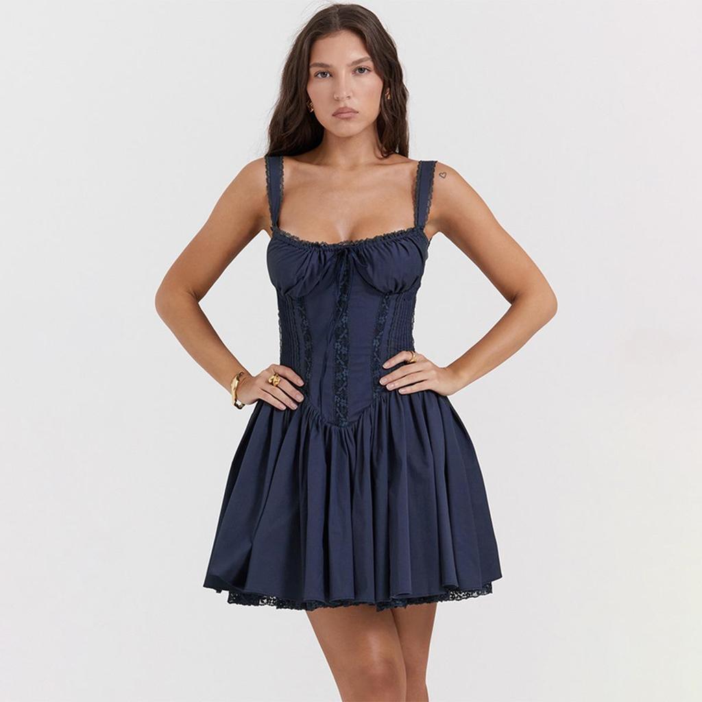 Damen Sommer Rotes Ballett-inspiriertes Schnür-Korsett-Camisole-Kleid