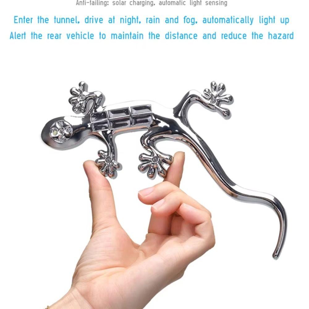 ABS Material Led Car Lamp Waterproof Solar Warning Light Gecko Sticker  Motorcycle Use