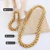 Chic Jewelry Set: Trendy Chain Necklace, Ring Buckle, and Gold-Plated Bracelet for a Cool, Versatile Style