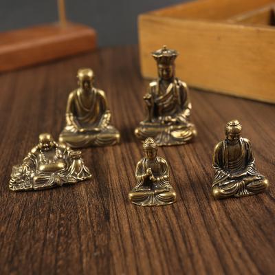 Mini Buddha Statuen Kupfer Heimdekoration Desktop Dekor Sitzende Miniatur Heim Büro Schreibtisch Auto Figuren Handwerk Ornament Neu