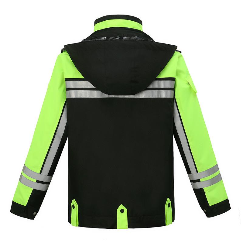 High Visibility Reflective Two-Piece Raincoat and Pants for Outdoor Patrol & Riding