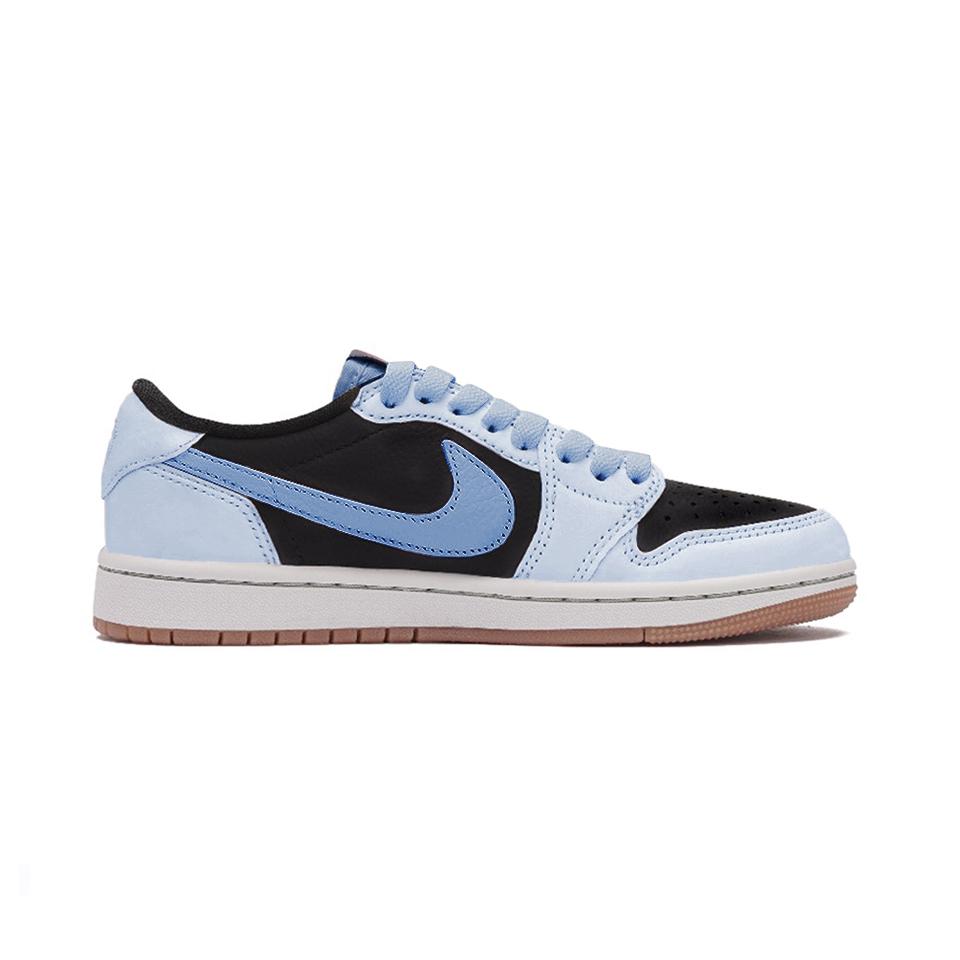 Travis Scott x Jordan Air Jordan 1 Niebiesko-Czarny Skóra Barb Amortyzacja Antypoślizgowe Niskie Vintage Buty Koszykarskie DZ4137-700(Zespół-)
