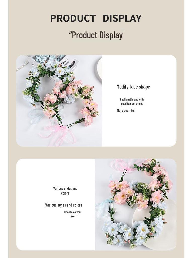 Corona de Flores Estilo Mori Diadema Nupcial - Perfecta para Viajes, Fotos, Actuaciones y Accesorios para el Cabello