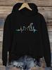 Women's autumn and winter casual loose warm personalized cat pattern printed suede long sleeved hooded sweatshirt