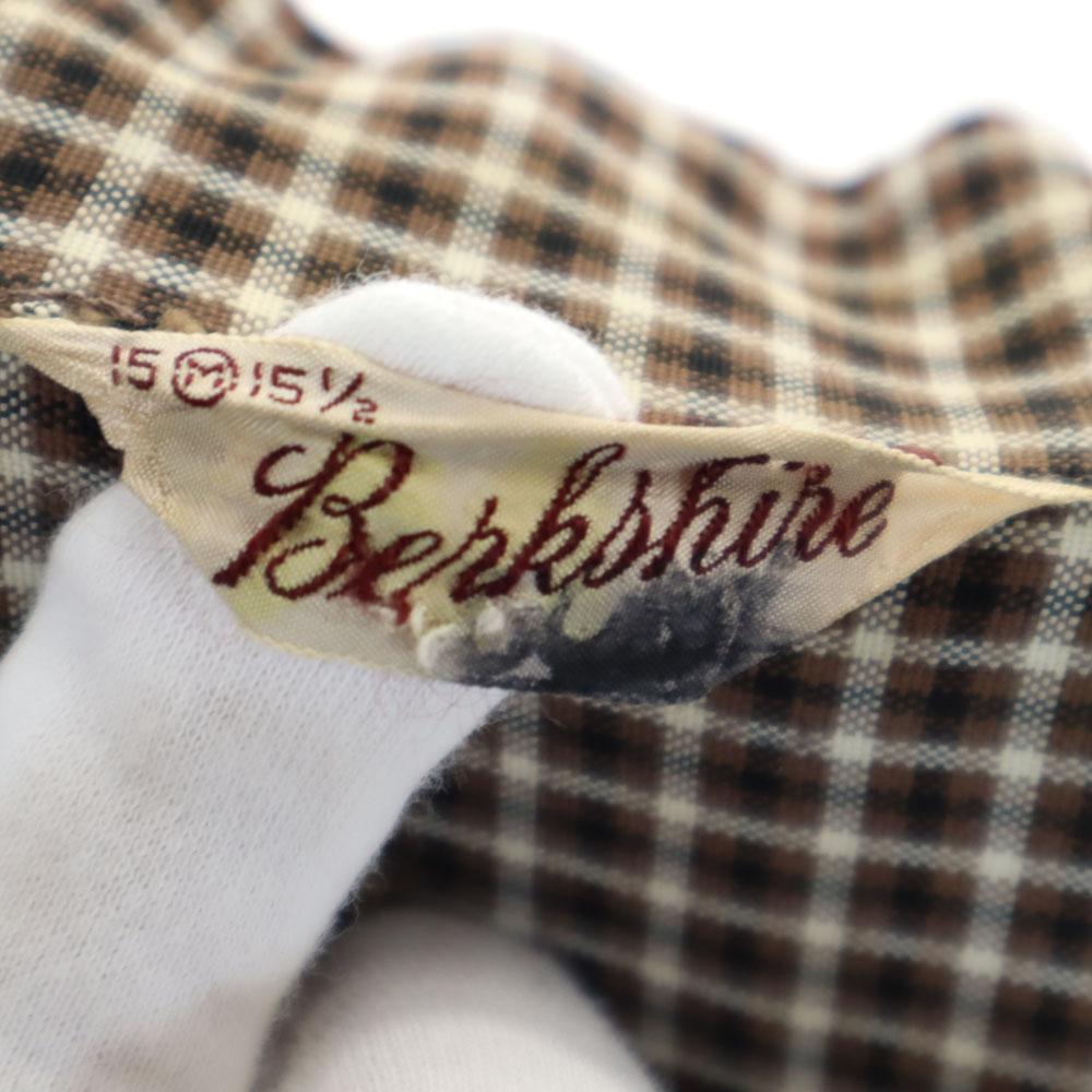 Berkshire 50s 60s Open collar Vintage box silhouette Check Pattern Long sleeve Open collar shirt Men's Used