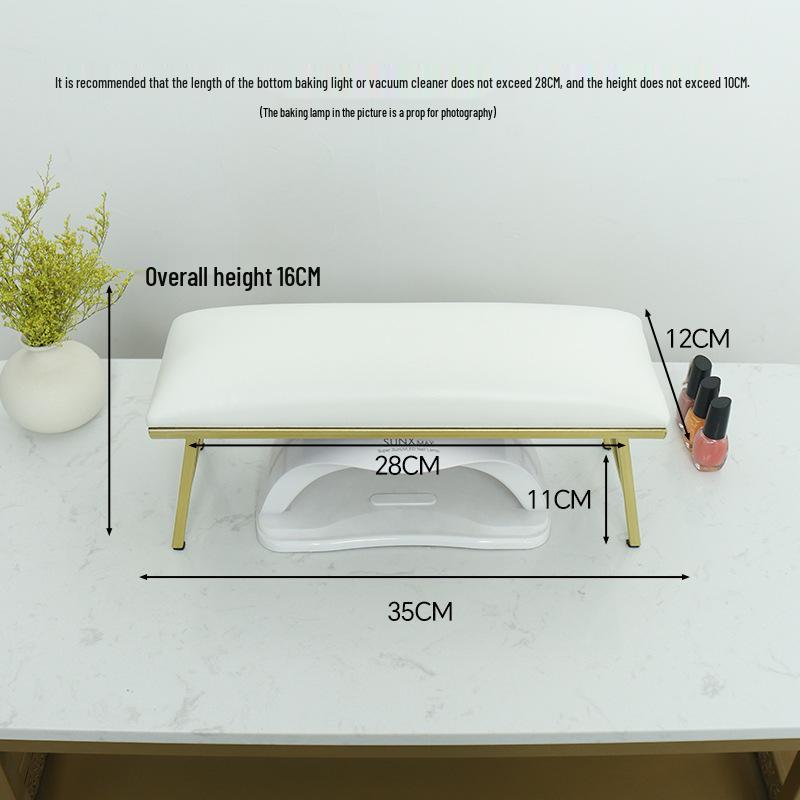 Elevated Manicure Hand Rest Set with Iron Art, Leather, and Non-Slip Pad - Fits Manicure Lamp