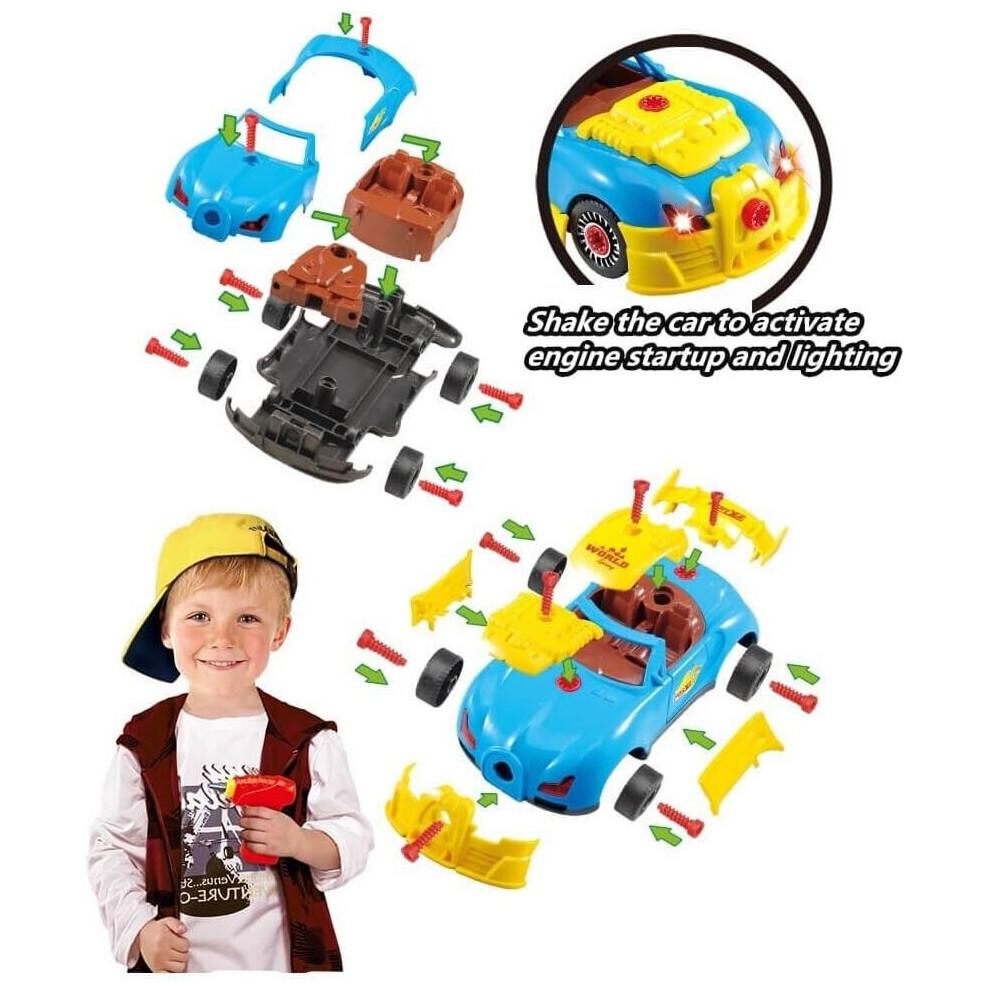 Construction Toy Take Apart Toys Car Racing, 30 Pieces, Build Your Own Car Kit With Electric Drill Tools, Best Gift Present