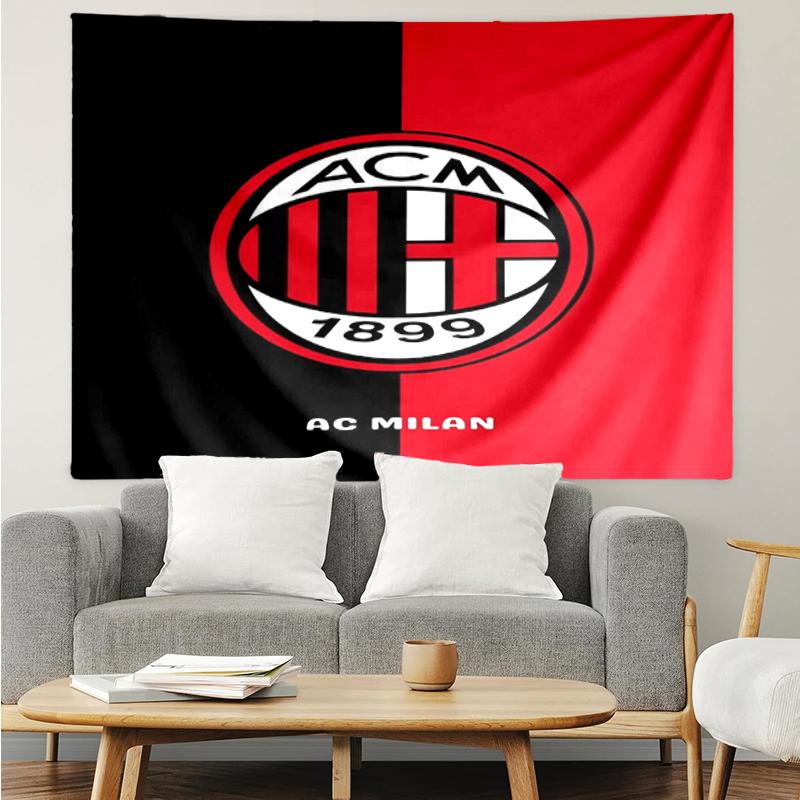 AC Milan Print Tapestry, Backdrop, Easy Setup, Ideal for Bedroom, Office & Living Room, with Aesthetic Wall Hanging Decor.
