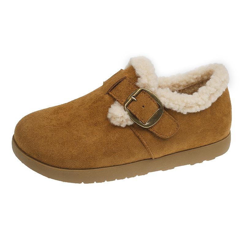 Damen Samt Ein-Pedal Beanie Schuhe mit dicker Sohle, neue Winter Plüschschuhe, Schneestiefel, Boken Baumwollschuhe