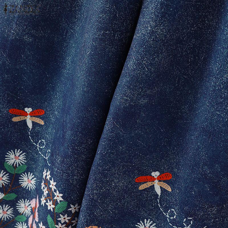 ZANZEA Dámské ležérní kalhoty s elastickým pasem, volné, s květinovým potiskem