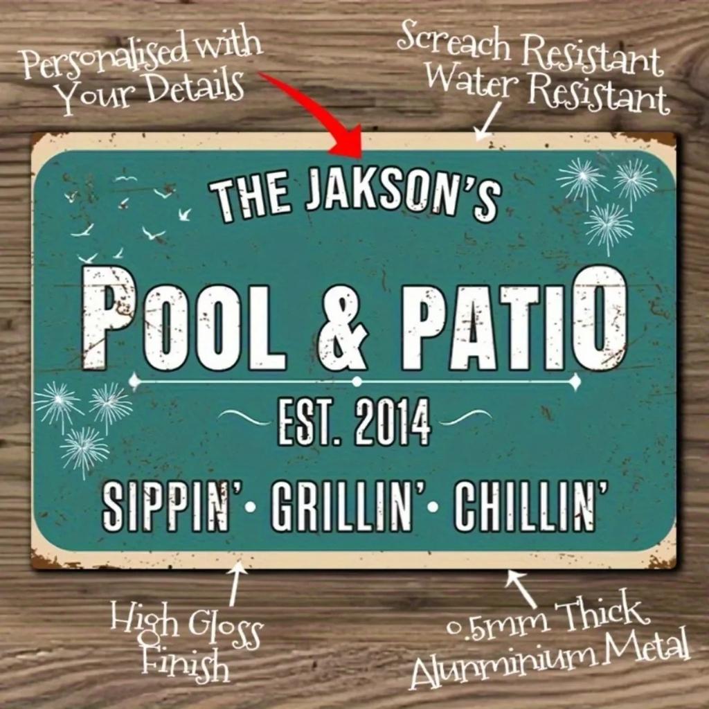 1pc Customizable Weather-Resistant Family Plaque - Personalized Name Metal Sign, Custom Engraved Patio Pool Garden Decor