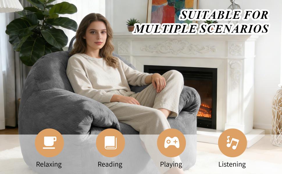 Oversized Cloud-Like Bean Bag Chair with Integrated Top Handle for Effortless Mobility and Cozy Living Space Integration