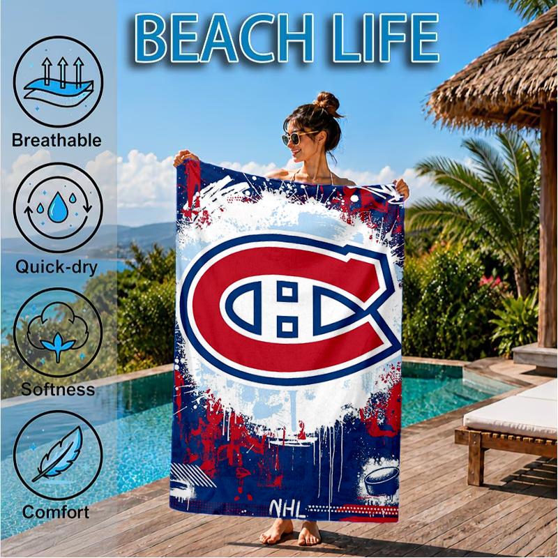 Asciugamano da Spiaggia Squadra di Hockey Canadiens, Microfibra Super Morbida, Regalo Perfetto per Lei/Lui, Compleanno, per Piscina, Spiaggia, Viaggio, Decorazione Festa in Spiaggia