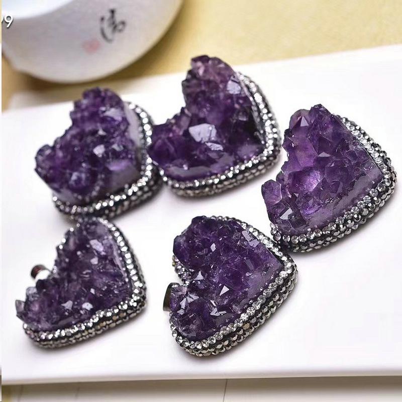 Amethyst Butterfly Flower Charm: Buddha, Nine-Tailed Fox, Cat, Rabbit, Crystal Bear Pendant