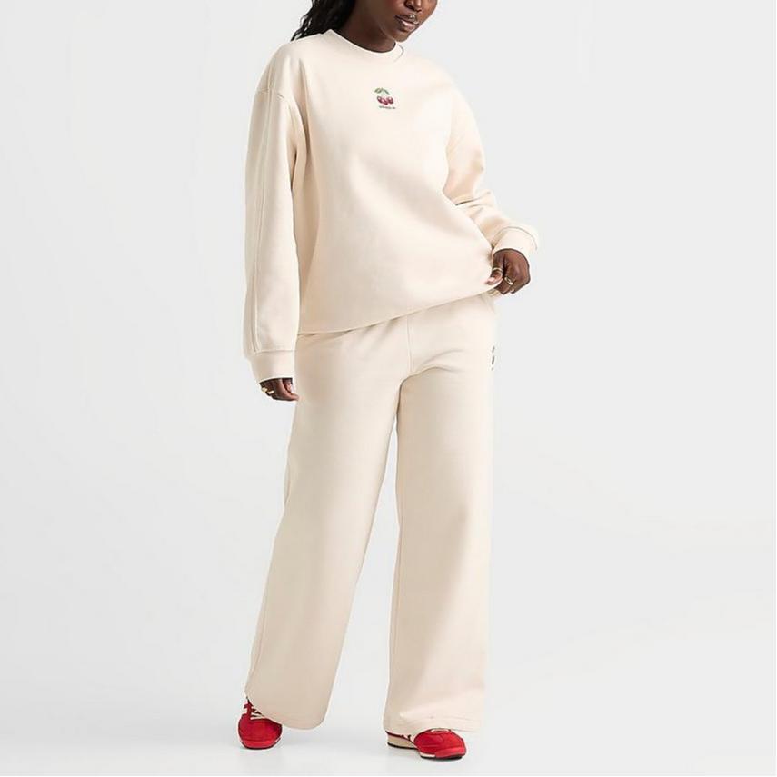 Adidas Originals Ss25 Oversized Crewneck Sweatshirt Cherry Series Fashion Long Sleeve Sweatshirt Women Sweatshirt Off-White KC3004