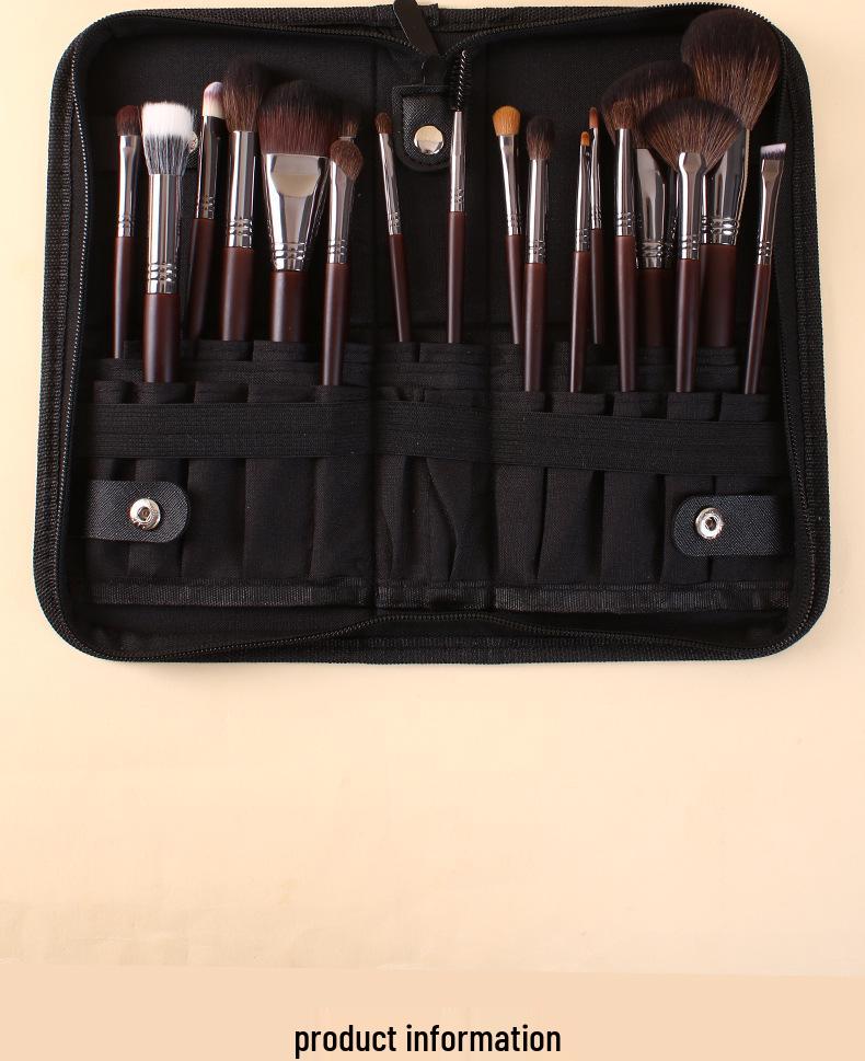 18-Piece Professional Animal Hair Makeup Brush Set - Soft Hair Brushes for Eye Shadow, Powder, and Blush.