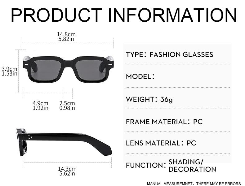 Square Sunglasses Women Men Vintage Brand Mirror Lens Stylish Sun Glasses Unisex Personality Colors Oculos De Sol