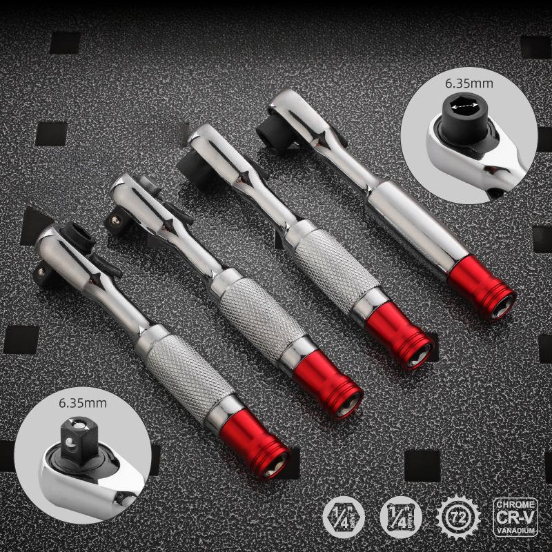 Chiave a cricchetto doppia testa 1/4" Cricchetto rapido Set di chiavi a bussola doppie mini Attrezzi manuali per officina biciclette