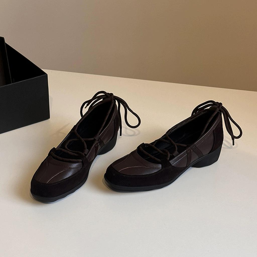 Cowhide version Small leather platform ballet shoes Women's straps Mary Jane single shoes Muffin loafer small leather shoes