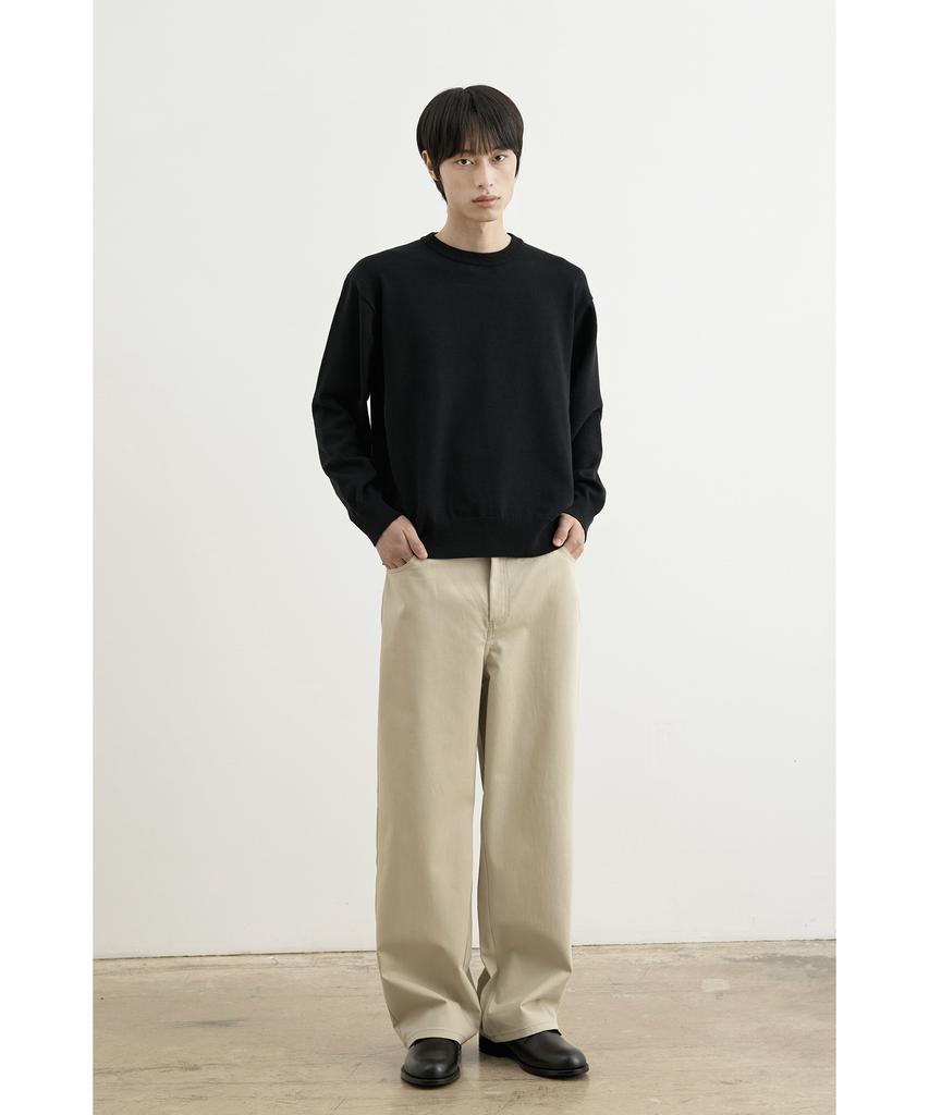 WHOLOVESART Washable Semi-Crop Knit Pullover Black
