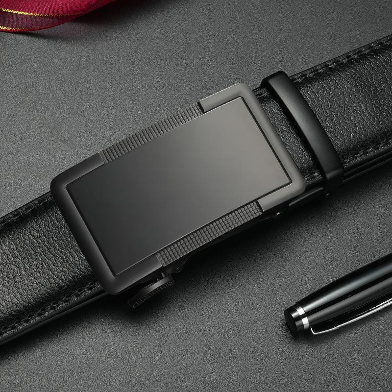 Men's Belt Genuine Leather Automatic Buckle Cowhide Belt Men's Business Casual Simple and Versatile Middle Aged and Young Trendy Belt Men