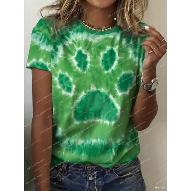 

Женская модная футболка с мультяшным 3D принтом кошки, с круглым вырезом и короткими рукавами, летняя футболка для повседневной носки дома, оверсайз, спортивная футболка 6XL