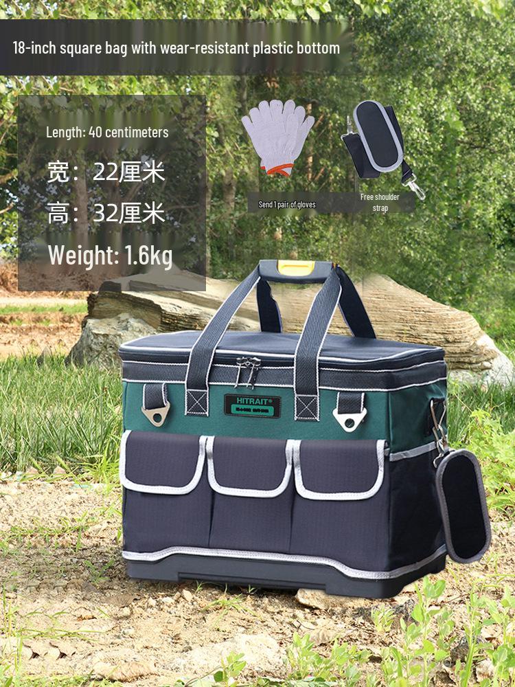 Telescopic Handle Tool Bag with Wheels: Large Capacity, Durable Square Storage for Electricians & Carpenters