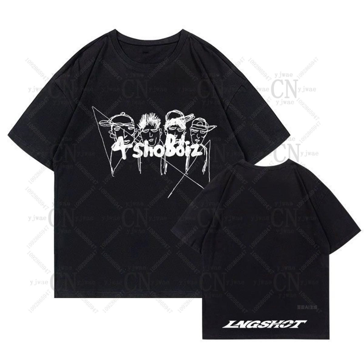 

LNGSHOT Member Graphic T-Shirt Ohyuan Woojin Louis Ryul Kpop Fashion Retro Shirt Summer Men Women Beach T-shirt S