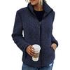 Stand Collar Long Sleeves Pockets Zipper Closure Fluffy Coat Women Autumn Winter