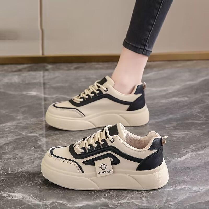 Platform White Shoes Women's 2025 Autumn New Versatile Shoes Ins Niche Women's Shoes Student Leisure Sports Board Shoes