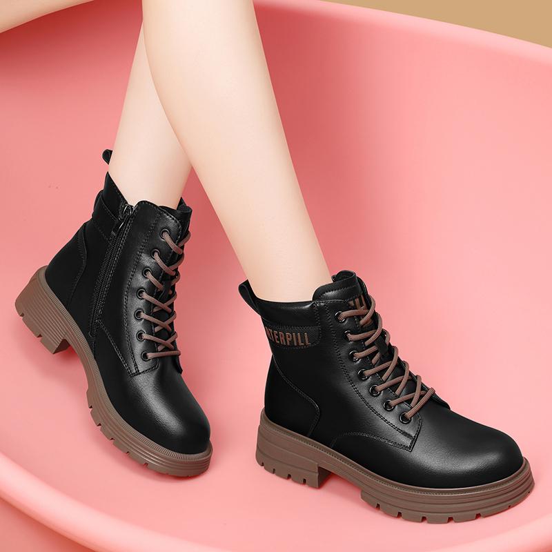 Martin boots new small short boots autumn and winter velvet cotton shoes are popular this year, black small leather shoes 34