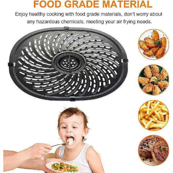 Air Fryer Grill Pan Replacement Parts for 7QT PowerXL Gowise Air Fryers, Upgraded Nonstick Air Fryer Crisper Plate Tray, Air Fryer Rack with Rubber