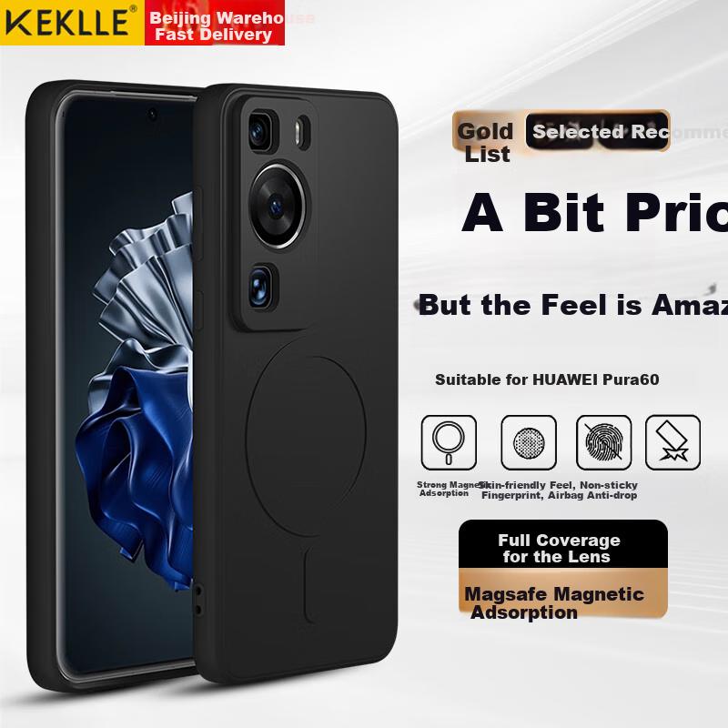 Case for Huawei P60 Phone, Protective Cover for Huawei P60 Pro, Skin-Friendly Liquid Silicone Magnetic Full Lens Protection Soft Cover, Midnight Black