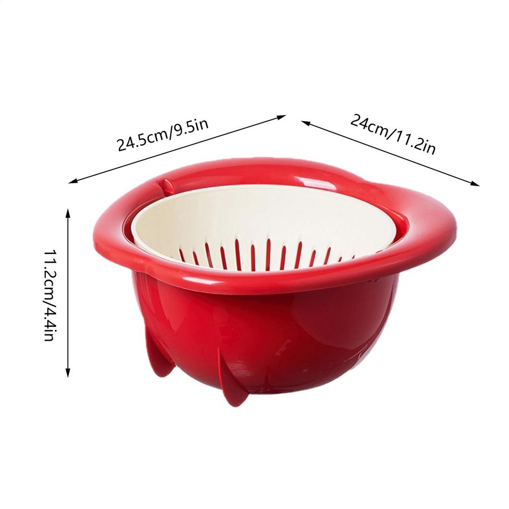 Fruit Washer Basket Double Layer Fruit Vegetable Basin Draining Basket Creative Household Rotating Large Capacity Washing Basket красный