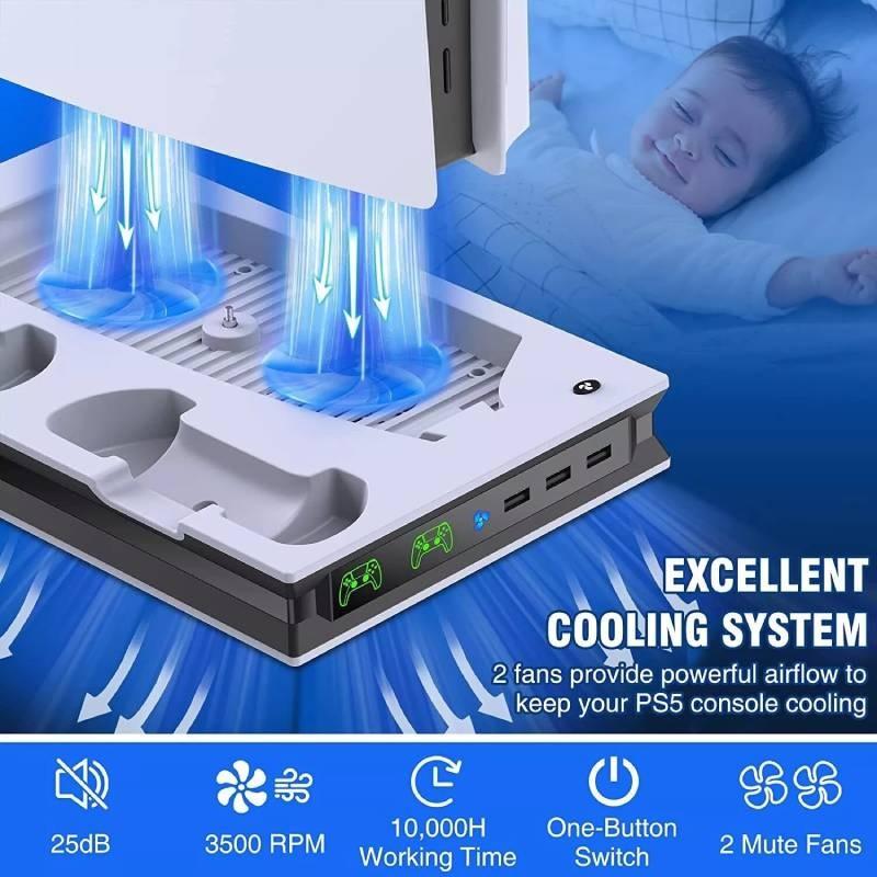 Console Ps5 For Stand With Cooling Fan Controller Charger Multi Function Bracket
