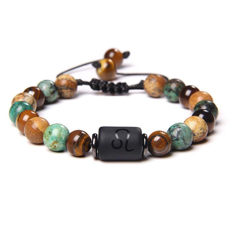 Tiger Eye & Picture Stone Handmade Zodiac Bracelet Set (8mm Beads)