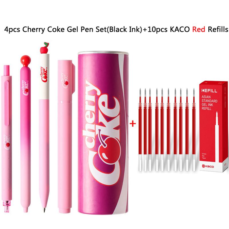 KACO x Cherry Coke Collab"Sakura Flavor"Gel Pen Set,Cute Soda Can Design,Smooth Quick-Dry Ink,Large Capacity,Perfect for School