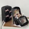 Makeup Bag Folding Multi-Part Cosmetic Storage Bag with Pink Bow Decoration Large Capacity Makeup Case