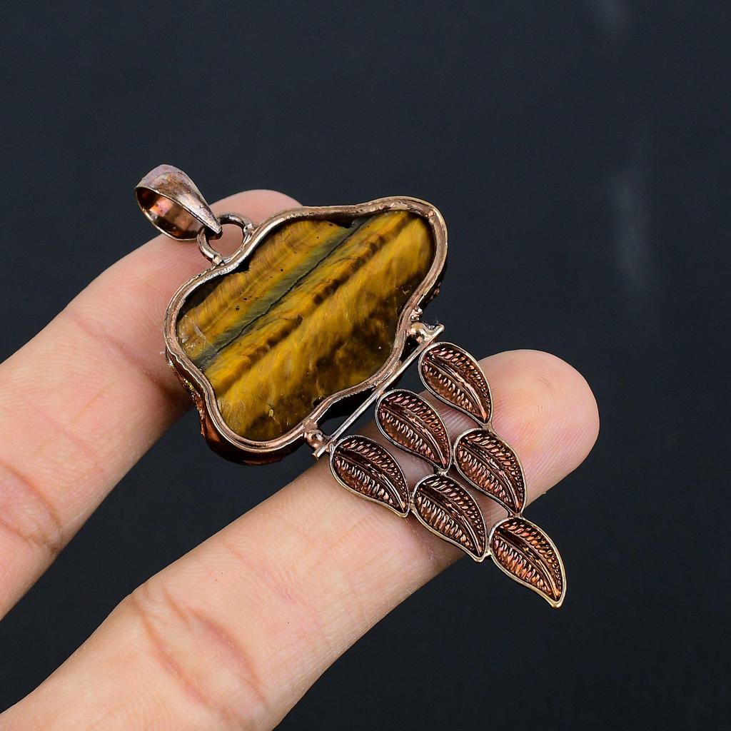 Tiger's Eye Electroformed Pendant, Handmade Gemstone Pendant Jewelry, Gifts For Wife Brand New Pendant
