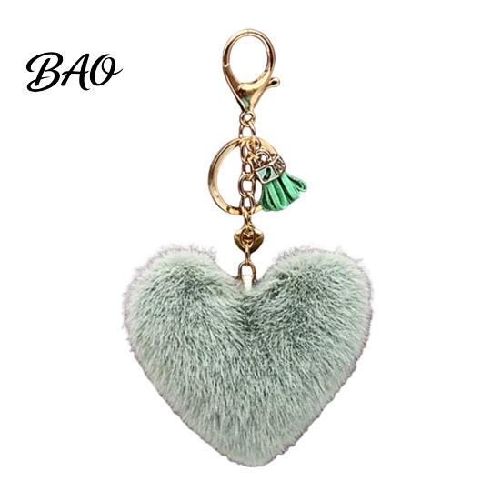 Heart Shaped Bag Ornament Plush Love Keychain for Backpack, Fuzzy Keyring Charm, Women Girls Handbags Decorative Accessory
